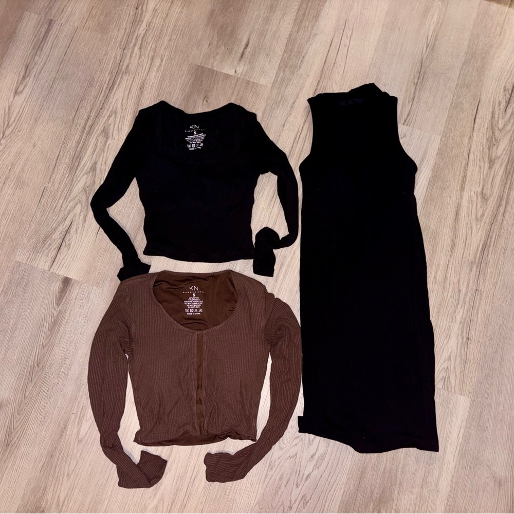 Klassy Network ALL SIZE SMALL Black and Brown Long Sleeve Tops and Dress